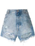 Unravel Project Distressed Denim Shorts - Blue