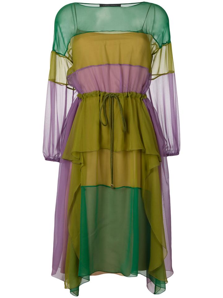 Alberta Ferretti Striped Midi Dress - Green