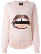 Markus Lupfer Sequined Lips Jumper, Women's, Size: Small, Pink/purple, Merino