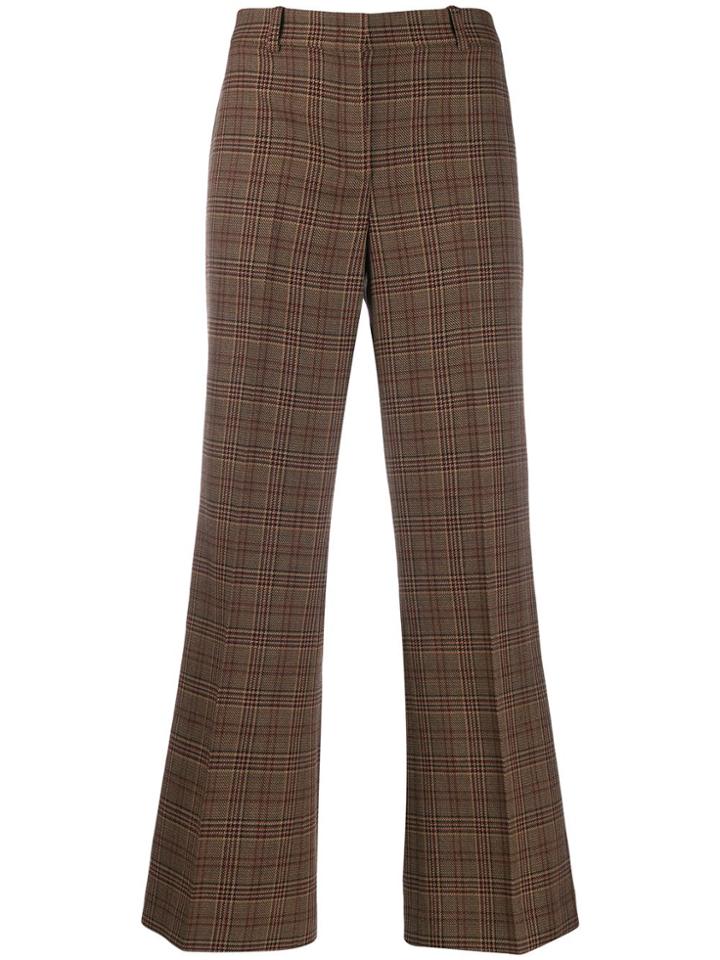 Michael Kors Collection Check Kick-flare Trousers - Brown
