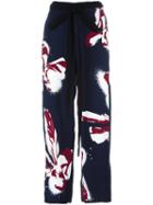 Cédric Charlier Floral Print Wide Trousers, Women's, Size: 40, Blue, Rayon