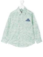 Cashmirino - Linear Floral Print Shirt - Kids - Cotton - 4 Yrs, Green