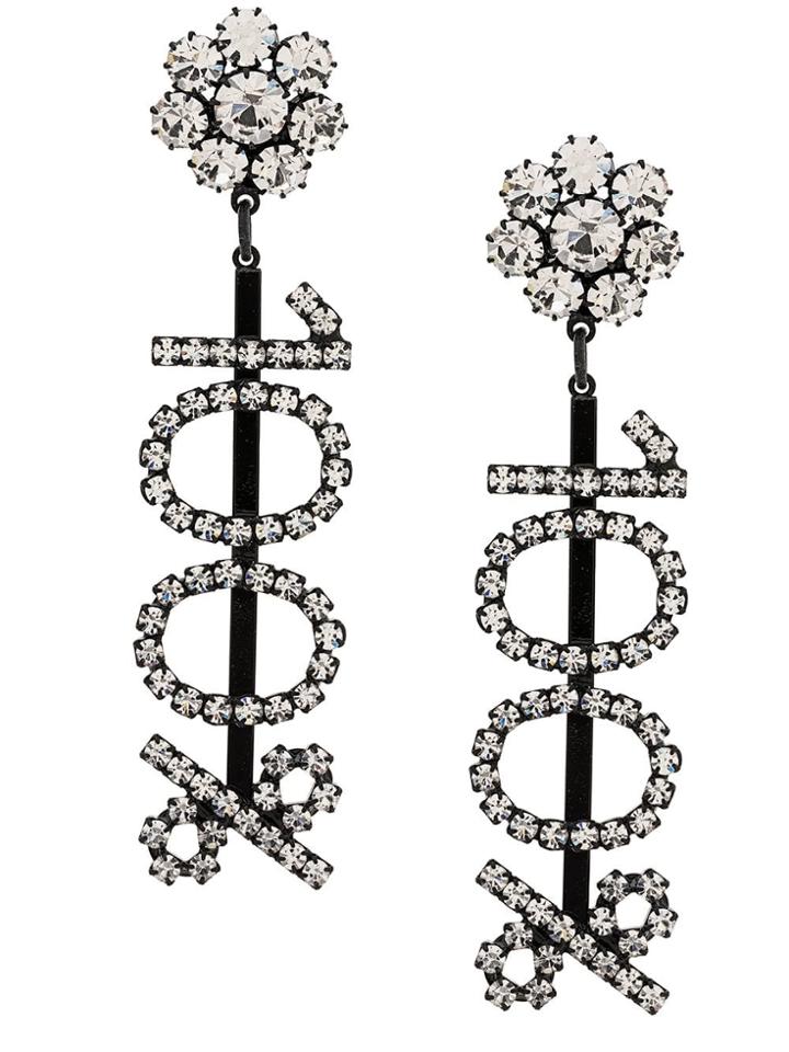 Ashley Williams 100% Text Embellished Earrings - Black
