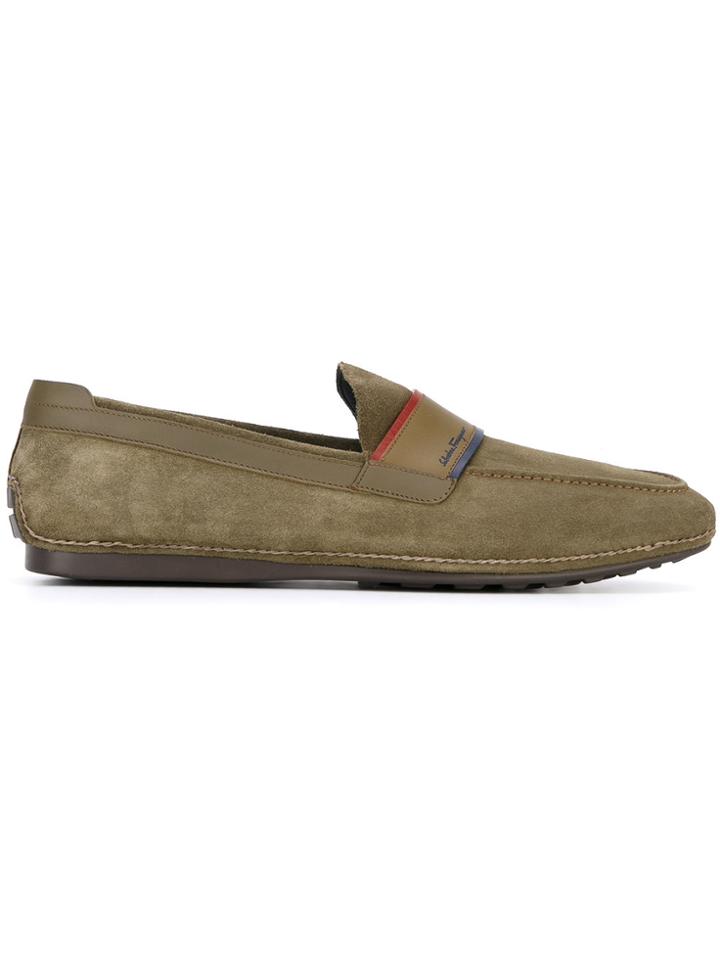 Salvatore Ferragamo Contrast Trim Loafers - Green
