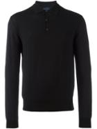 Lanvin Long Sleeved Polo Shirt, Men's, Size: Xl, Black, Silk/cotton/nylon/alpaca