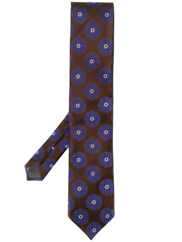 Canali Floral Patterned Tie - Brown
