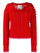 Marco De Vincenzo Contrasting Trim Chunky Jumper - Red