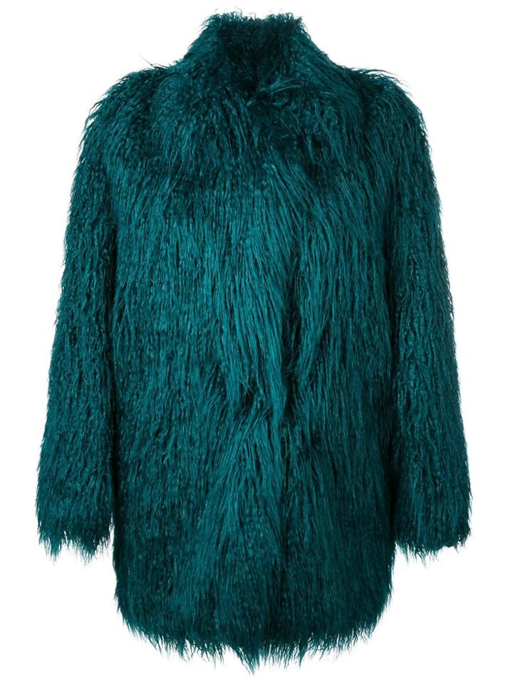 Mm6 Maison Margiela Faux Fur Shaggy Coat - Green