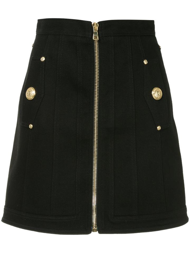 Balmain Denim Mini Skirt - Black