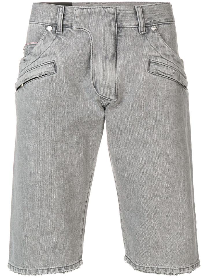 Balmain Zip Details Denim Shorts - Grey