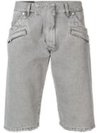Balmain Zip Details Denim Shorts - Grey