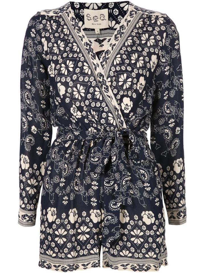 Sea Wrap Playsuit, Women's, Size: 0, Blue, Rayon/viscose