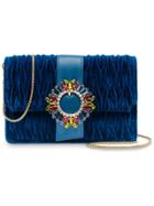 Miu Miu Matelassé Velvet Shoulder Bag - Blue