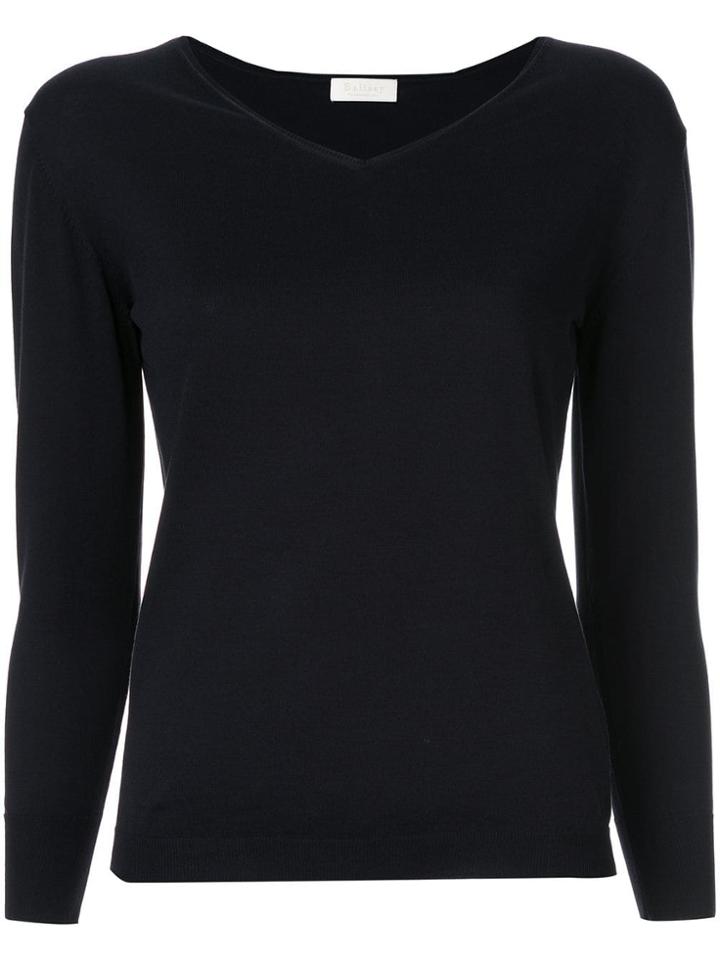 Ballsey Knitted V-neck Top - Black