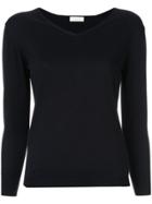 Ballsey Knitted V-neck Top - Black