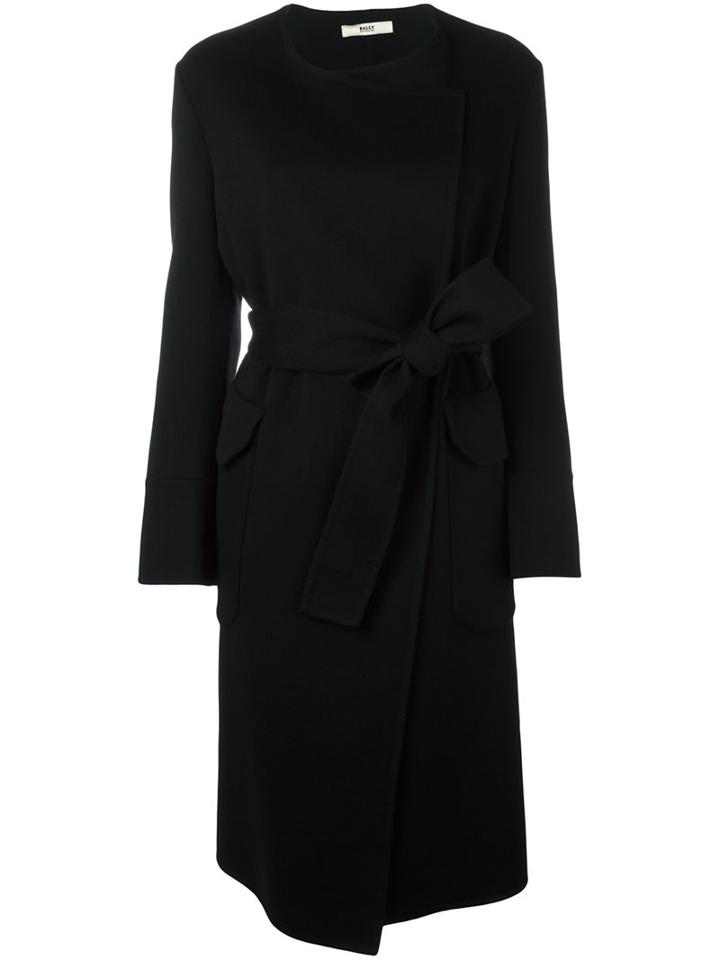 Bally Double Breasted Belted Coat, Women's, Size: 40, Black, Cashmere