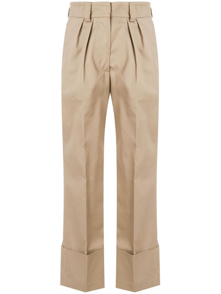 Msgm Straight Pleated Trousers - Brown