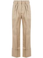 Msgm Straight Pleated Trousers - Brown