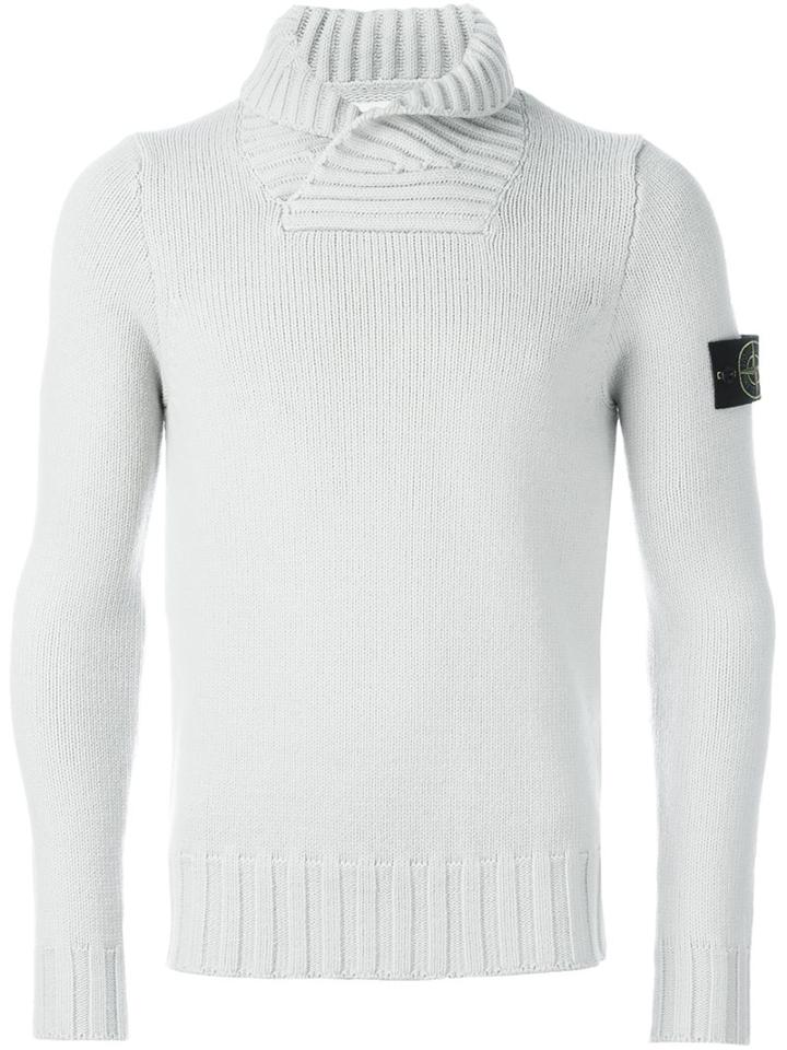 Stone Island Logo Patch Jumper, Men's, Size: Small, Grey, Polyester/wool
