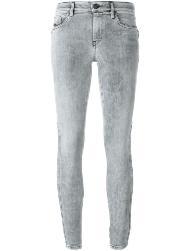Diesel Side Zip Skinny Jeans, Women's, Size: 25/32, Grey, Cotton/polyester/spandex/elastane