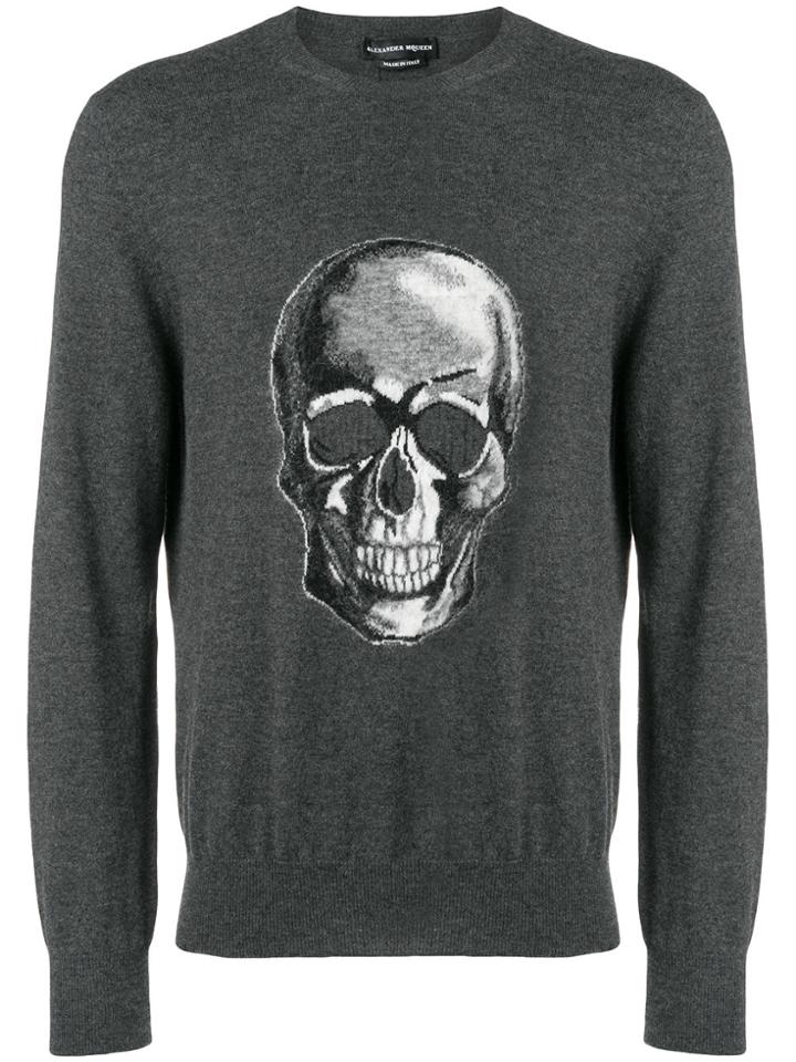 Alexander Mcqueen Skull Knit Sweater - Grey