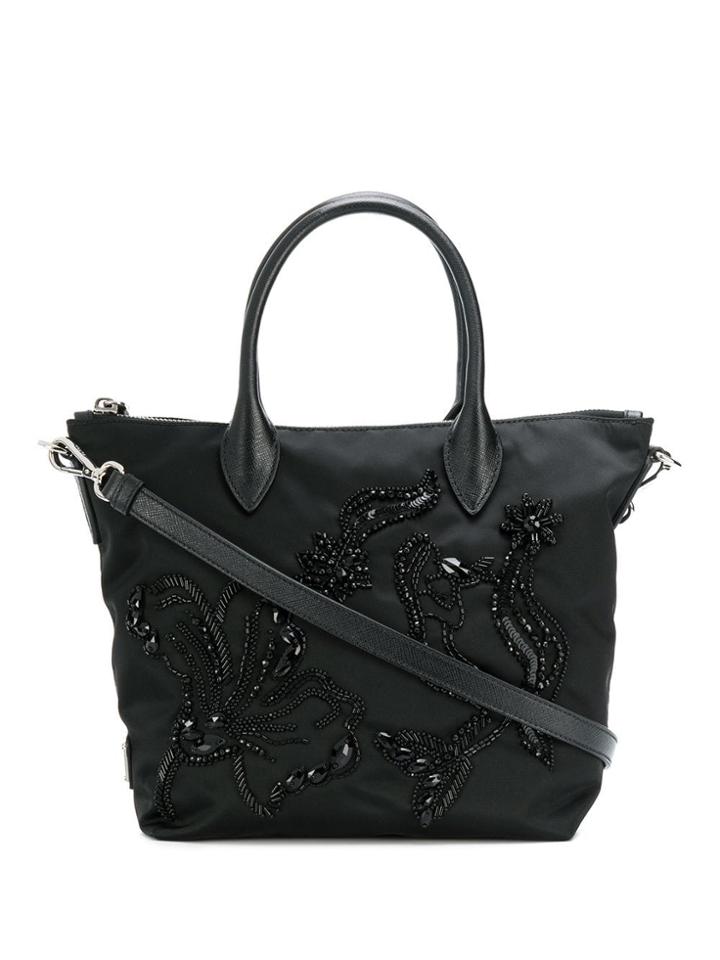 Prada Embellished Tote Bag - Black