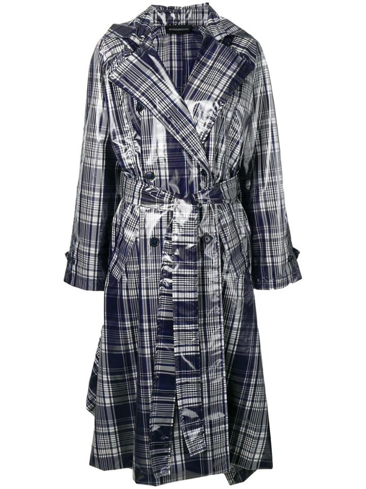 Sport Max Code Checked Trench Coat - Blue
