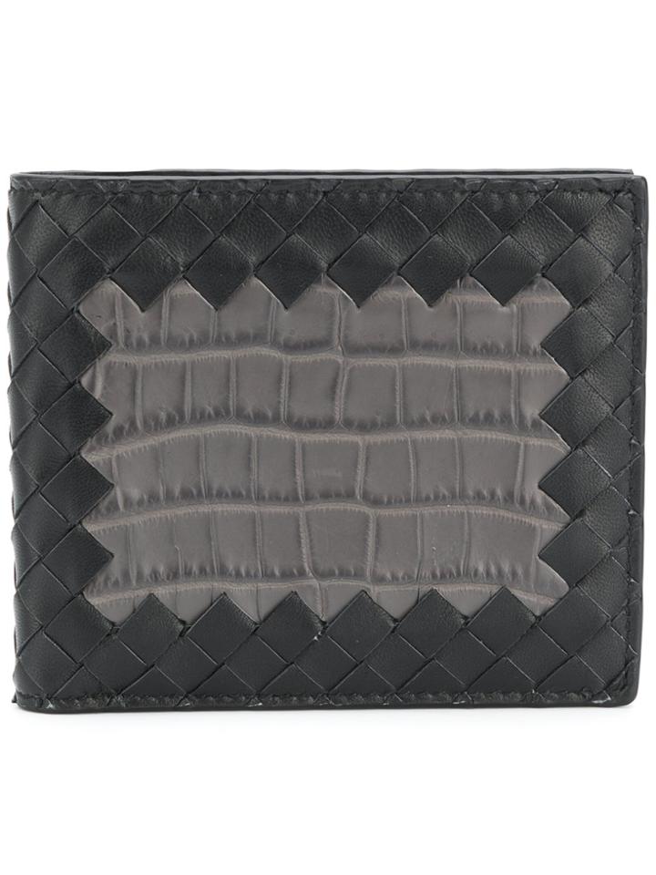 Bottega Veneta Intrecciato Croco Purse - Black