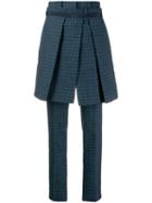 Sacai Checked Pleated Panel Trousers - Blue