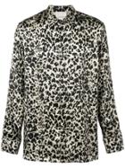 Laneus Leopard Print Shirt - Black