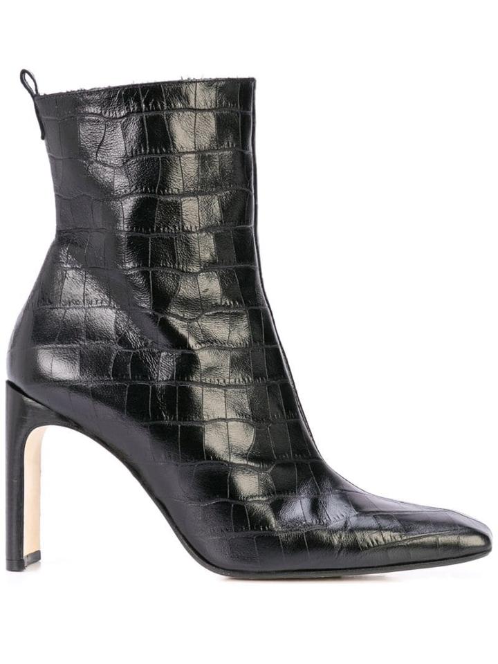 Miista Crocodile Embossed Boots - Black
