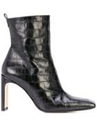 Miista Crocodile Embossed Boots - Black