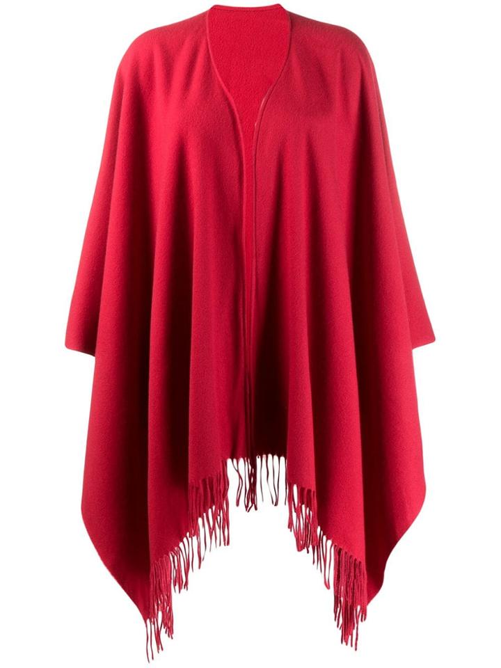 Moschino Pre-owned 1990s Fringed Poncho - Red