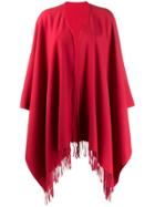 Moschino Pre-owned 1990s Fringed Poncho - Red