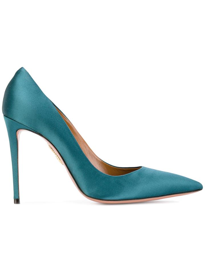Aquazzura Simply Irresistible Satin Pumps - Green