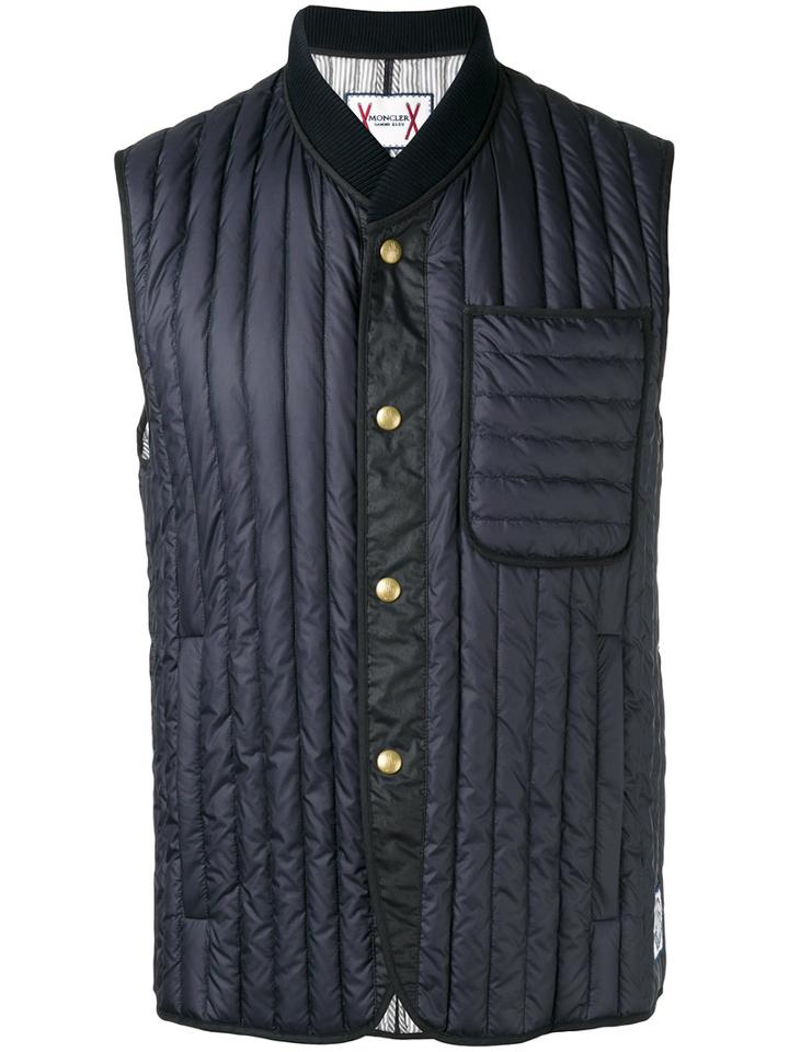 Moncler Gamme Bleu Padded Sleeveless Gilet, Men's, Size: 3, Blue, Polyamide/cupro/cotton/goose Down