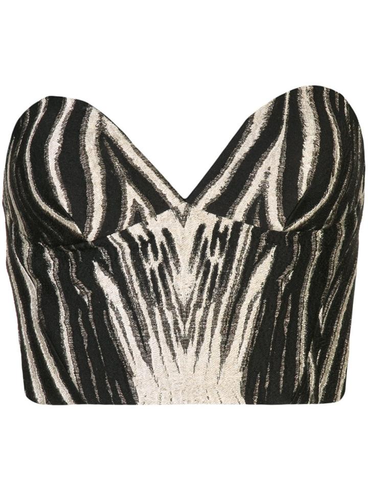 Christian Siriano Zebra Print Fitted Dress - Black