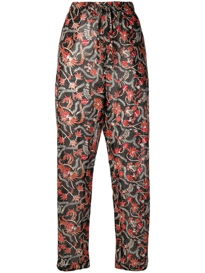 Isabel Marant Étoile Floral Print Tapered Trousers - Black