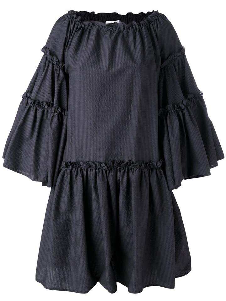 Msgm - Oversized Ruffle Dress - Women - Cotton/polyester - 40, Grey, Cotton/polyester