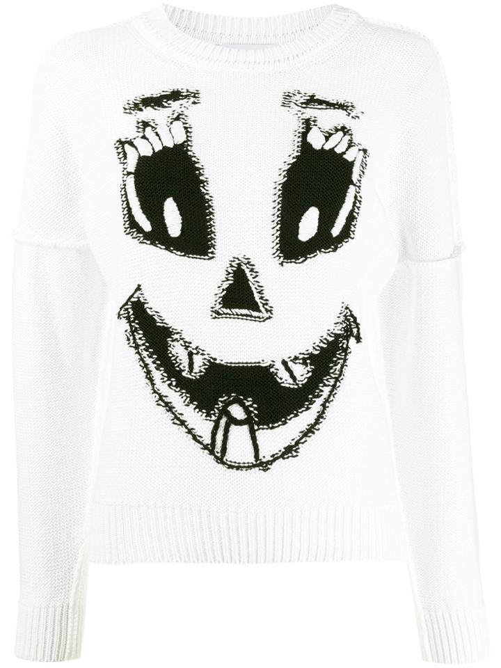 Moschino Pumpkin Face Intarsia Jumper - White