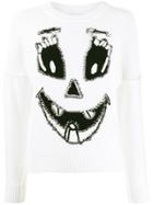 Moschino Pumpkin Face Intarsia Jumper - White