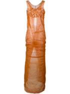 Romeo Gigli Vintage Fitted Sheer Maxi Dress, Women's, Size: 42, Yellow/orange