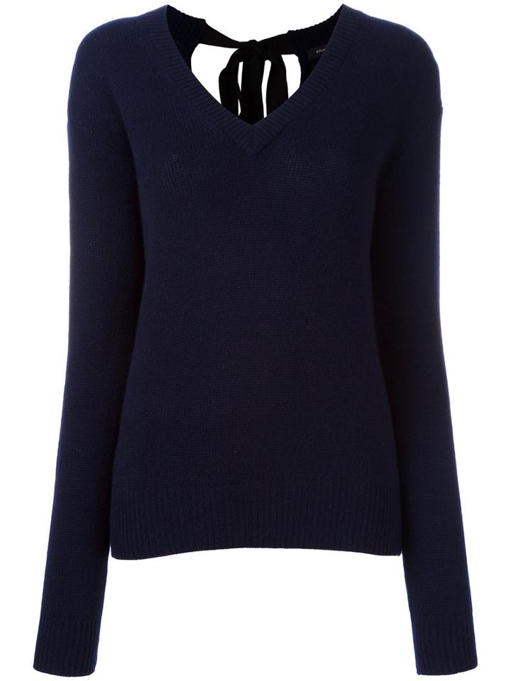 Joseph V-neck Jumper, Women's, Size: Large, Blue, Cashmere