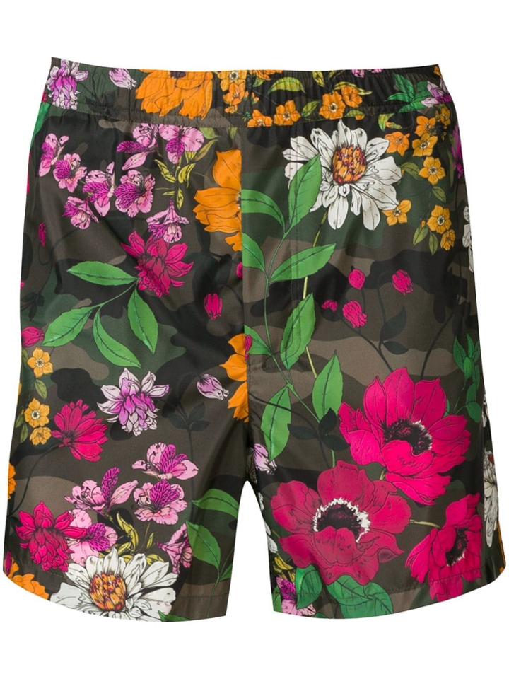 Valentino Camouflowers Print Swim Shorts - Green