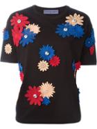 Emanuel Ungaro Flower Appliqué T-shirt, Women's, Size: 44, Black, Cotton