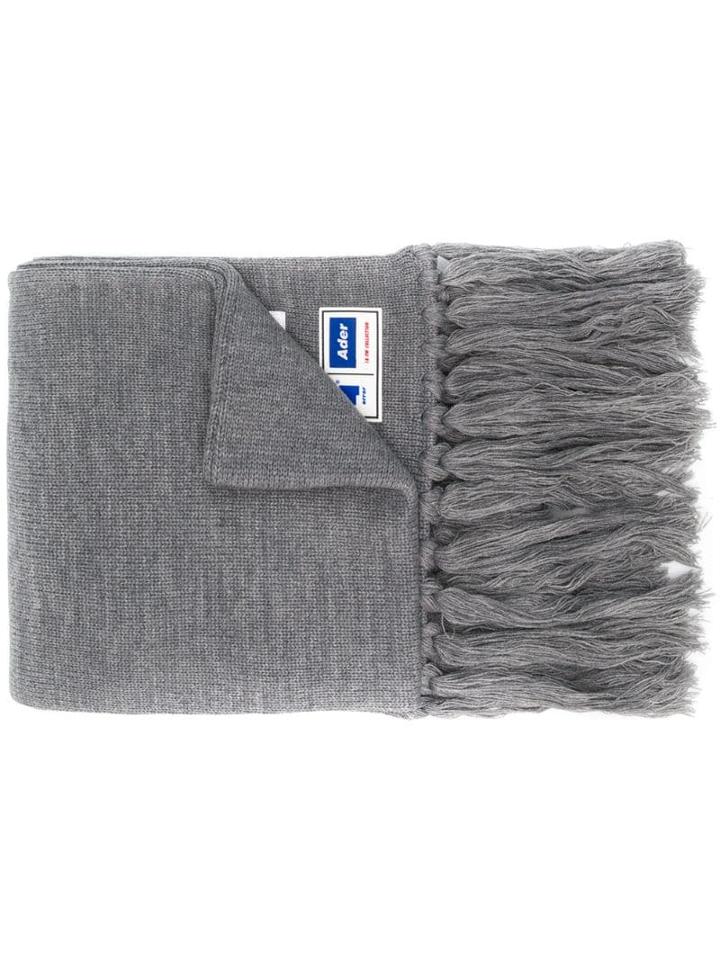 Ader Error Oversized Logo Knit Scarf - Grey