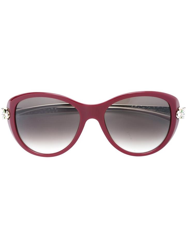 Cartier 'panthère Wild' Sunglasses, Women's, Red, Acetate/metal (other)/enamel/platinum