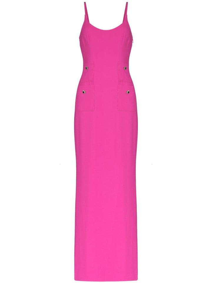 Alessandra Rich Crystal-button Long Dress - Pink