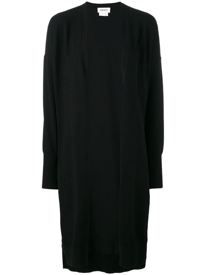 Dkny - Long Open-front Cardigan - Women - Nylon/spandex/elastane/viscose - M, Black, Nylon/spandex/elastane/viscose