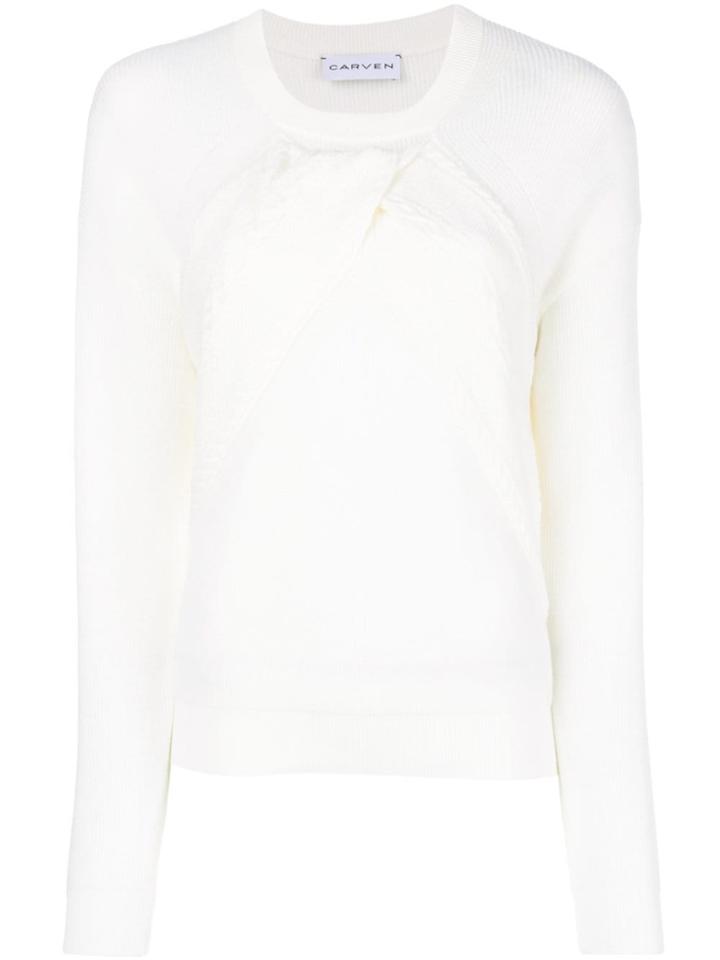 Carven Draped Cable Sweater - White